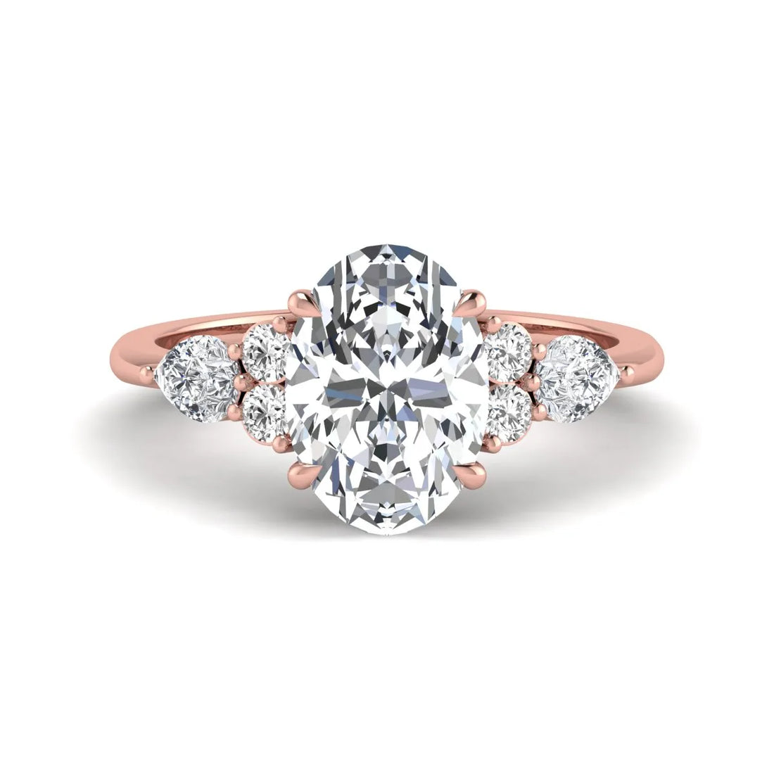 OctaPearl 2.5 ct Oval Seven Stone Lab Grown Diamond Engagement Ring