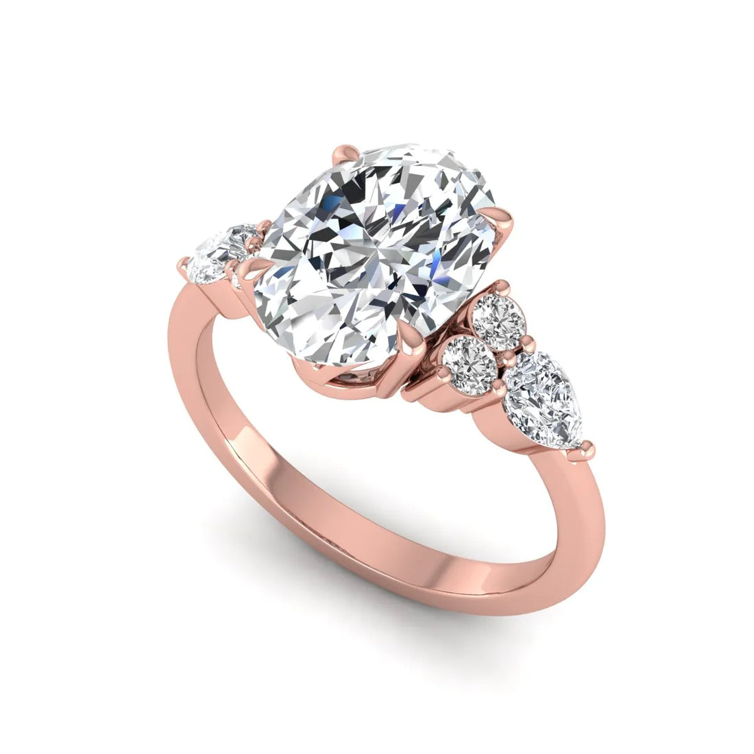 OctaPearl 2.5 ct Oval Seven Stone Lab Grown Diamond Engagement Ring
