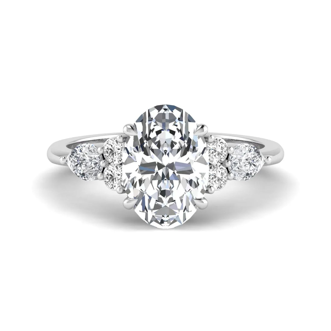 OctaPearl 2.5 ct Oval Seven Stone Lab Grown Diamond Engagement Ring