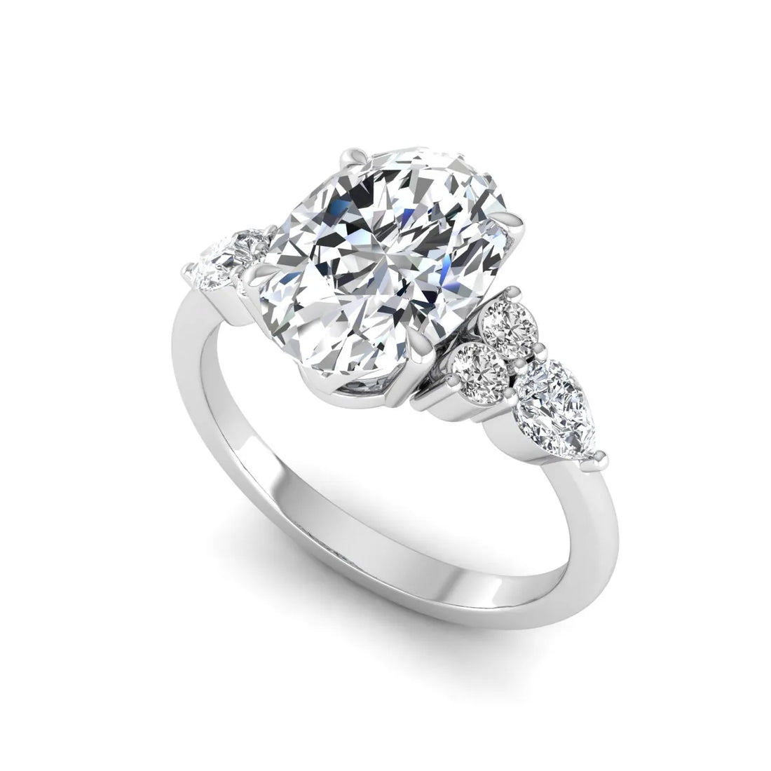 OctaPearl 2.5 ct Oval Seven Stone Lab Grown Diamond Engagement Ring