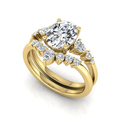 OctaPearl 2 ct Oval Side Stone Lab Grown Diamond Bridal Ring Set - alternate view