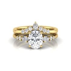 OctaPearl 2 ct Oval Side Stone Lab Grown Diamond Bridal Ring Set