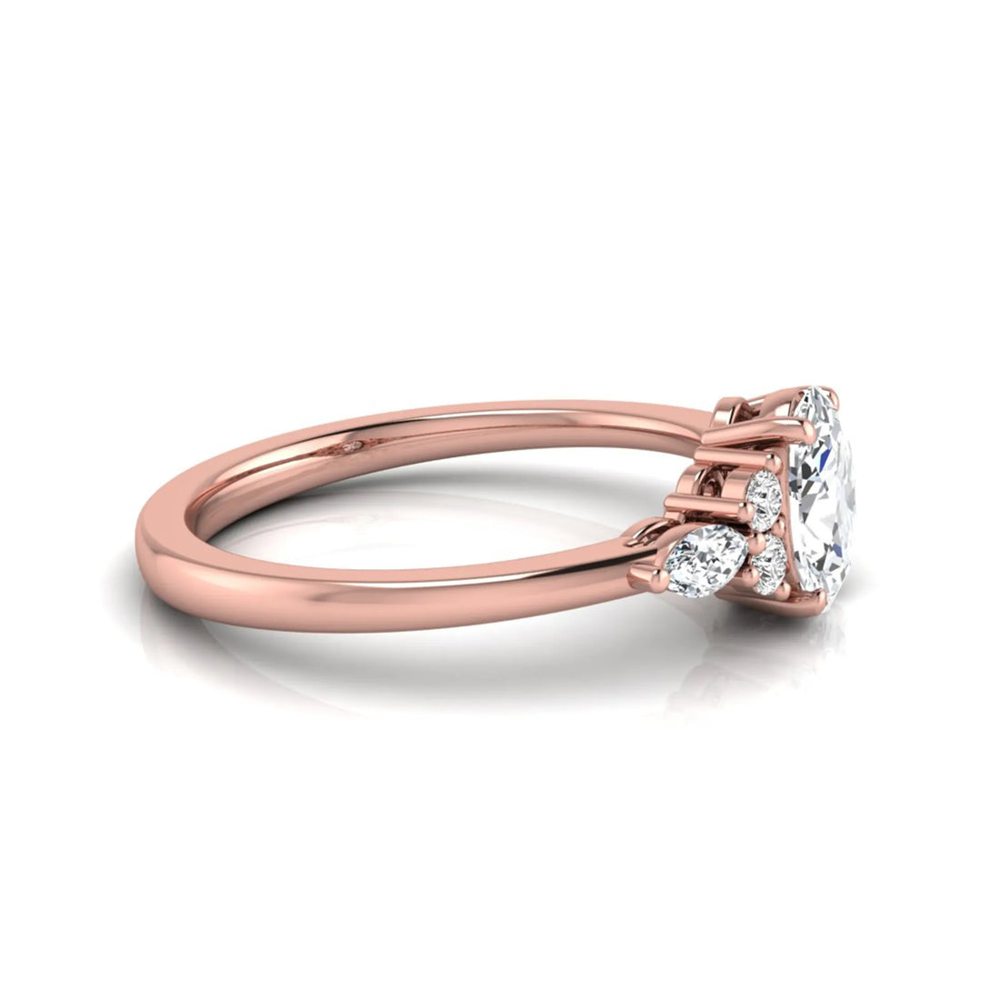 OctaPearl Oval Side Stone Lab Grown Diamond Engagement Ring