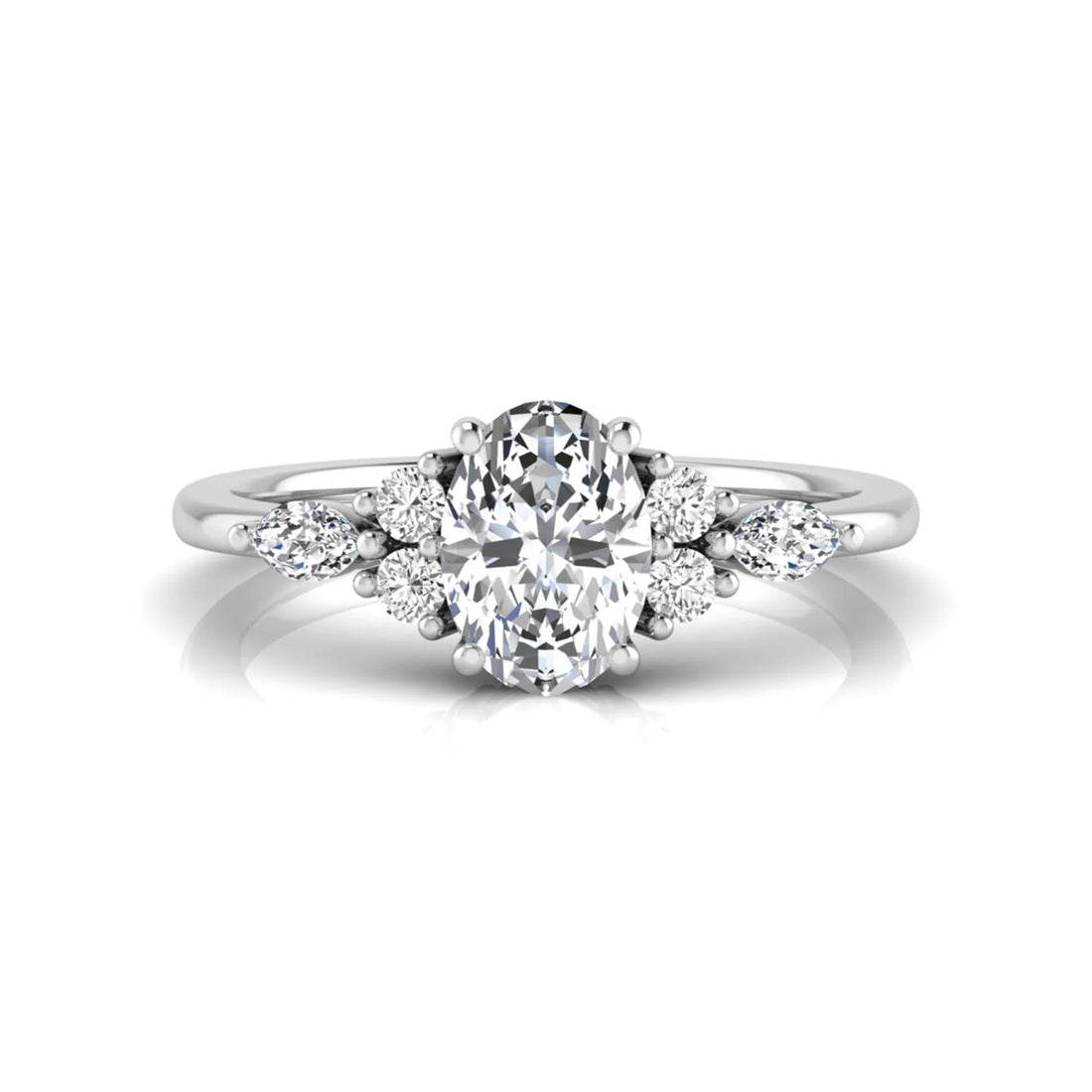 OctaPearl Oval Side Stone Lab Grown Diamond Engagement Ring