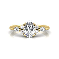 OctaPearl Oval Side Stone Lab Grown Diamond Engagement Ring