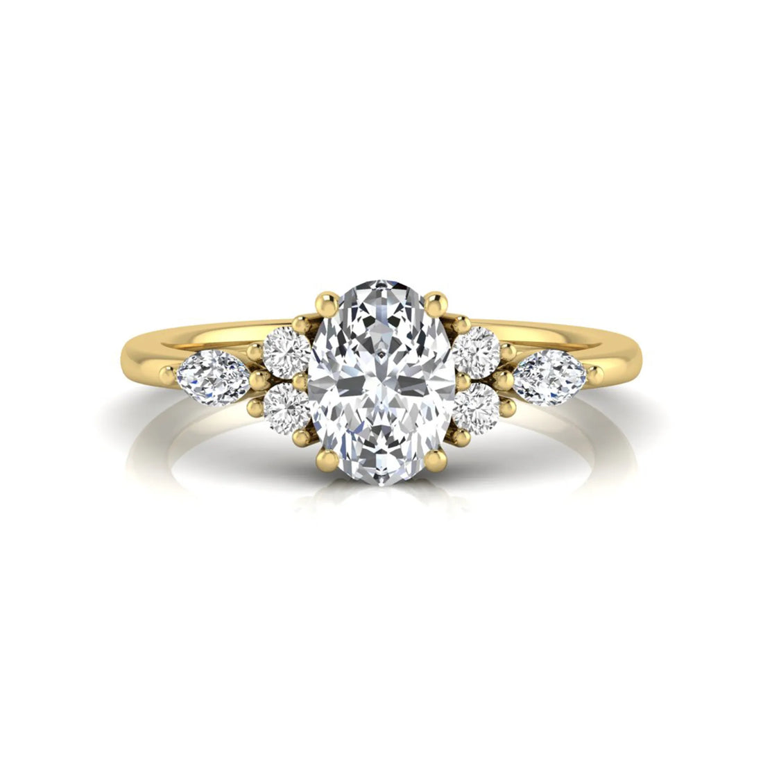 OctaPearl Oval Side Stone Lab Grown Diamond Engagement Ring