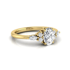 OctaPearl Oval Side Stone Lab Grown Diamond Engagement Ring - alternate view