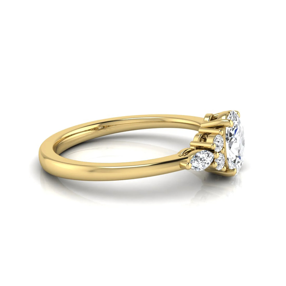 OctaPearl Oval Side Stone Lab Grown Diamond Engagement Ring