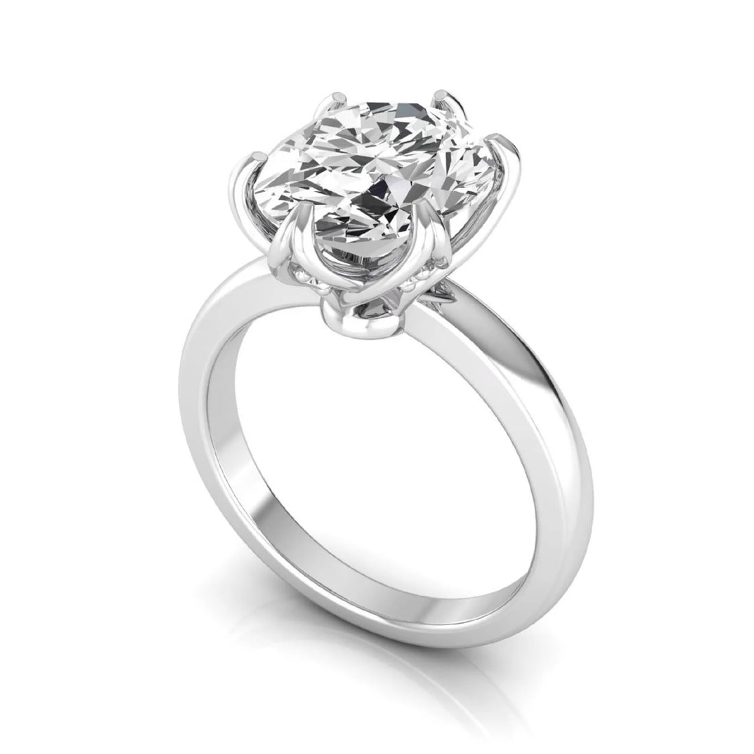 OctaPearl 2.5 ct Oval Six Prong Lab Grown Diamond Solitaire Engagement Ring