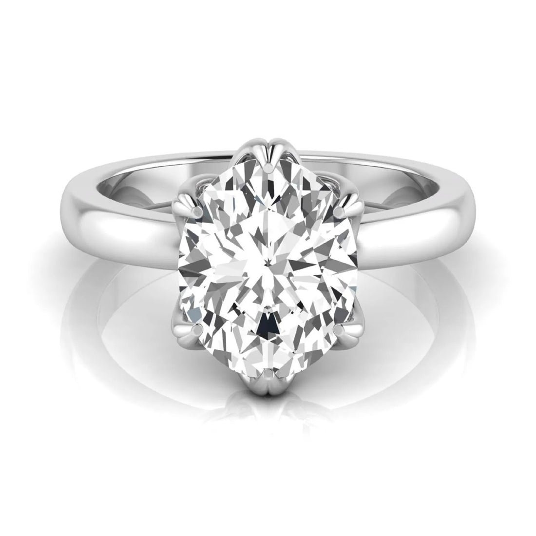 OctaPearl 2.5 ct Oval Six Prong Lab Grown Diamond Solitaire Engagement Ring