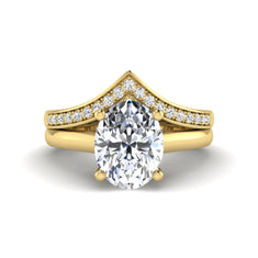 OctaPearl 2 ct Oval Solitaire Lab Grown Diamond Chevron Bridal Ring Set