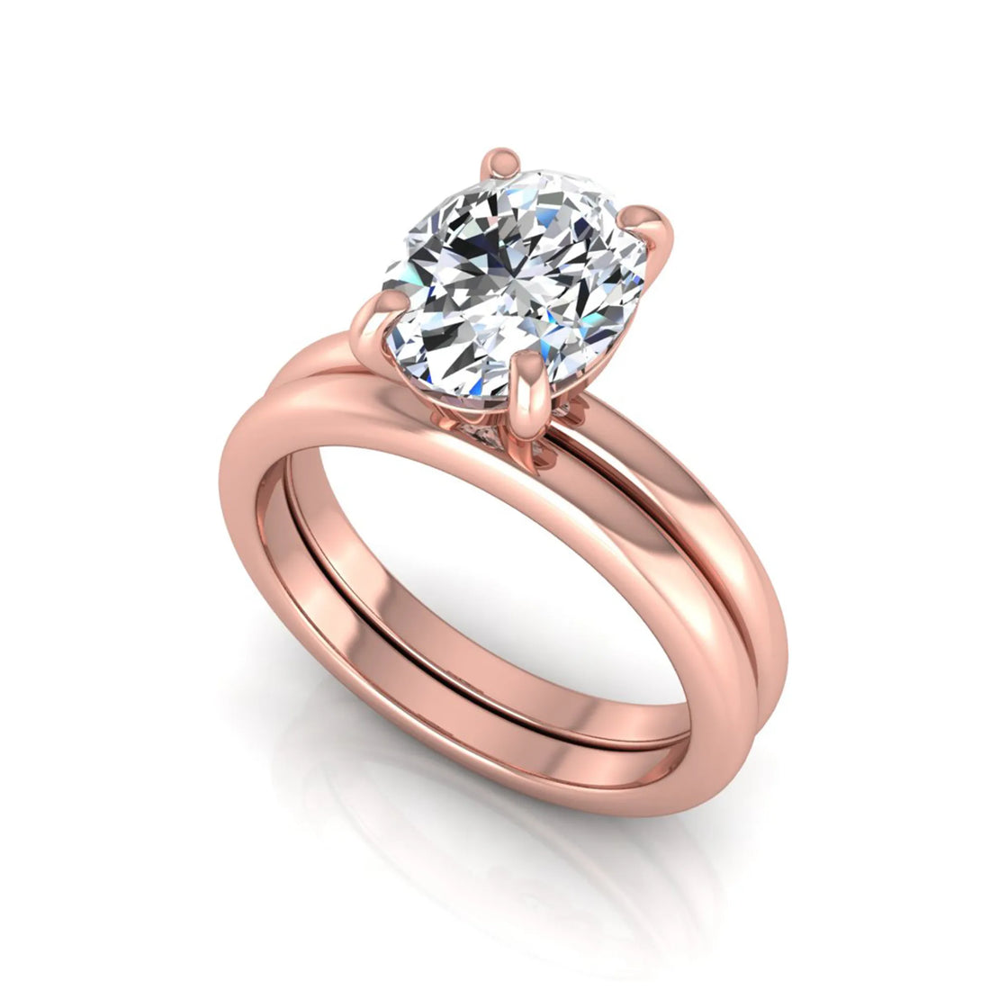 OctaPearl 2 ct Oval Solitaire Lab Grown Diamond Engagement Ring with Matching Wedding Band