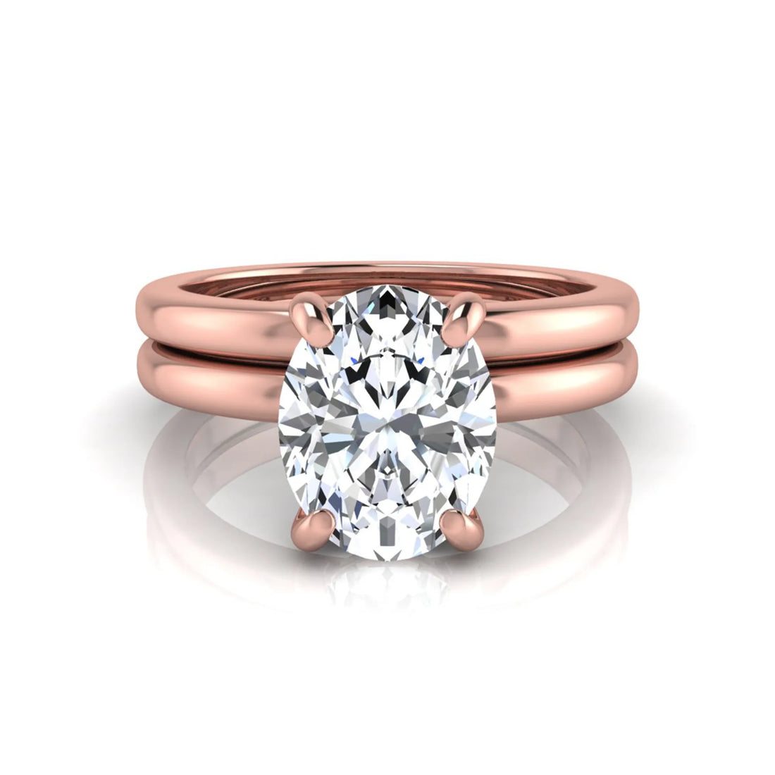 OctaPearl 2 ct Oval Solitaire Lab Grown Diamond Engagement Ring with Matching Wedding Band
