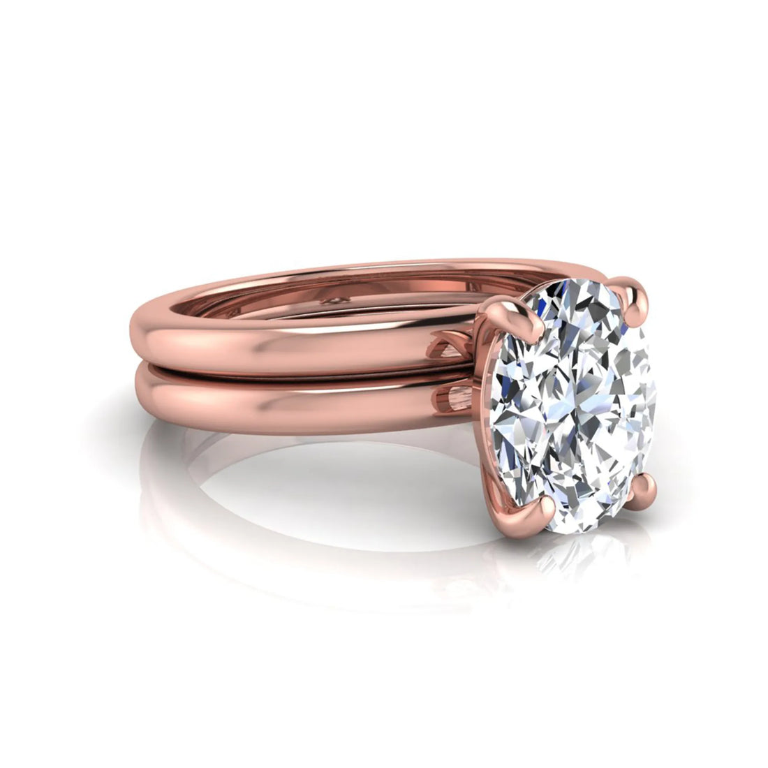 OctaPearl 2 ct Oval Solitaire Lab Grown Diamond Engagement Ring with Matching Wedding Band