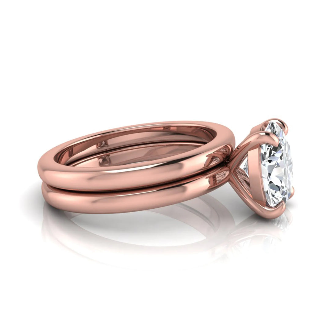 OctaPearl 2 ct Oval Solitaire Lab Grown Diamond Engagement Ring with Matching Wedding Band