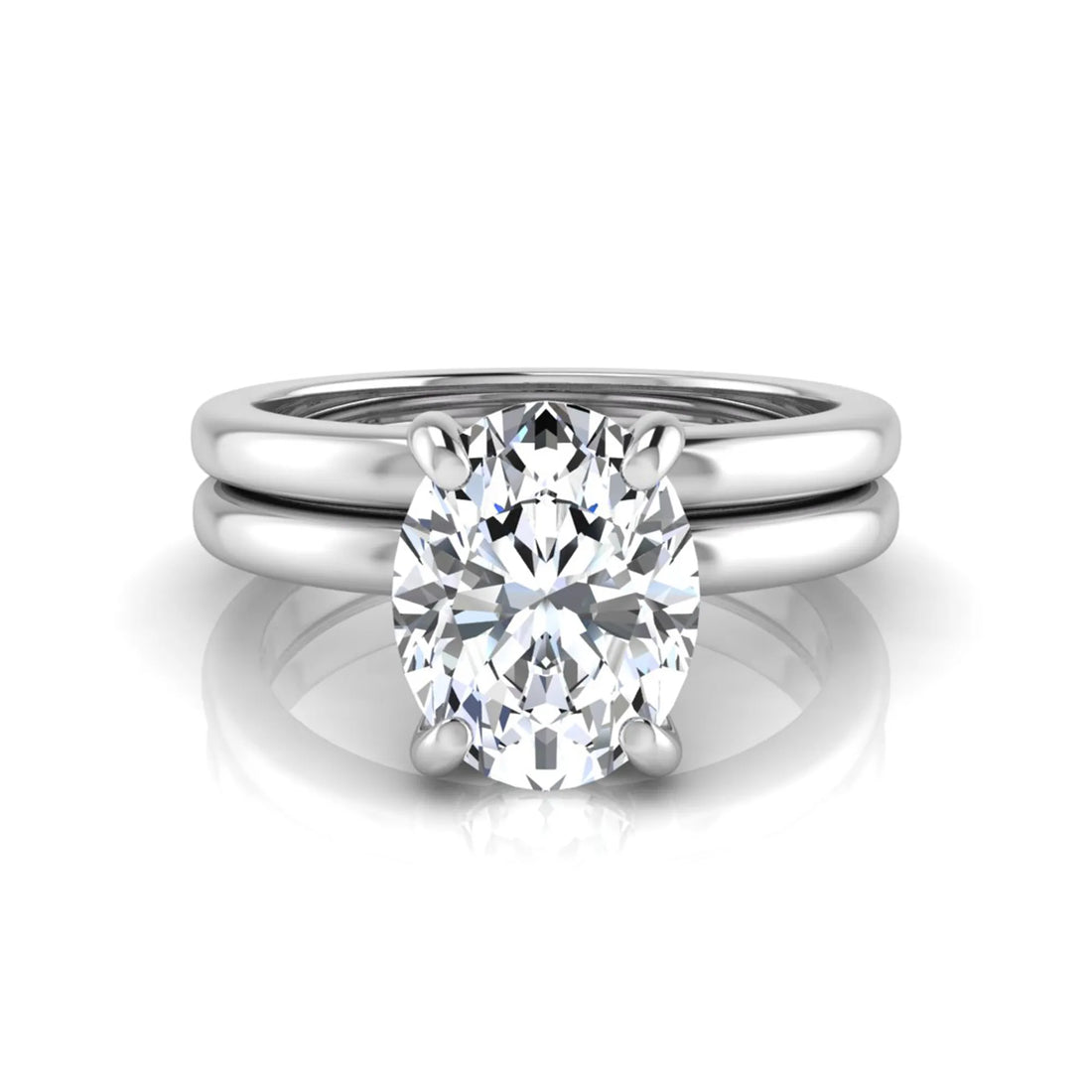 OctaPearl 2 ct Oval Solitaire Lab Grown Diamond Engagement Ring with Matching Wedding Band