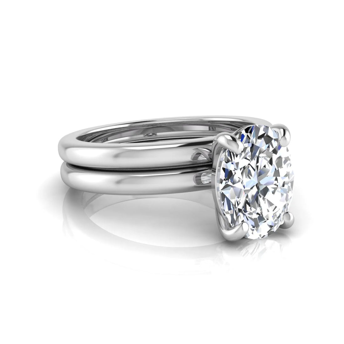 OctaPearl 2 ct Oval Solitaire Lab Grown Diamond Engagement Ring with Matching Wedding Band