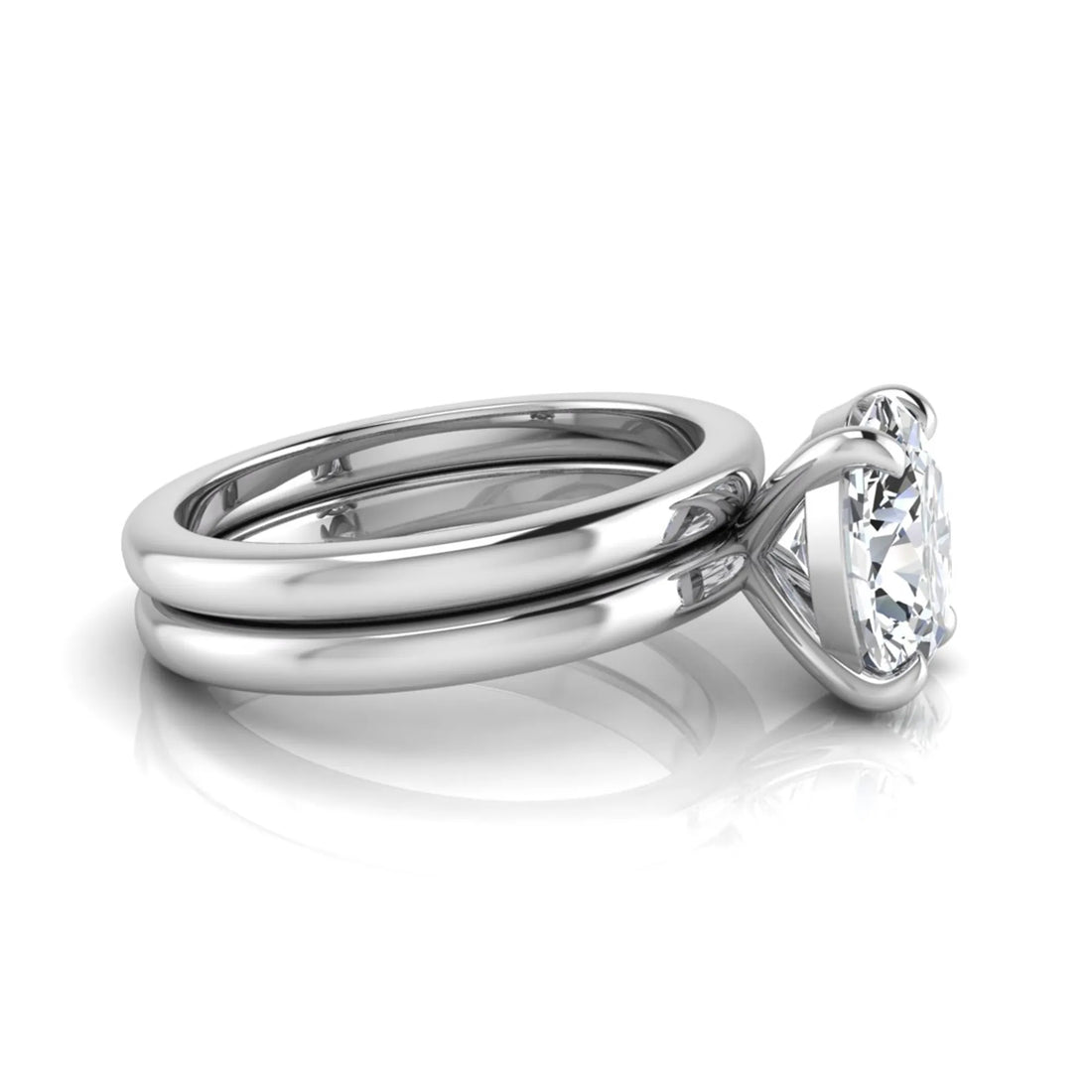 OctaPearl 2 ct Oval Solitaire Lab Grown Diamond Engagement Ring with Matching Wedding Band