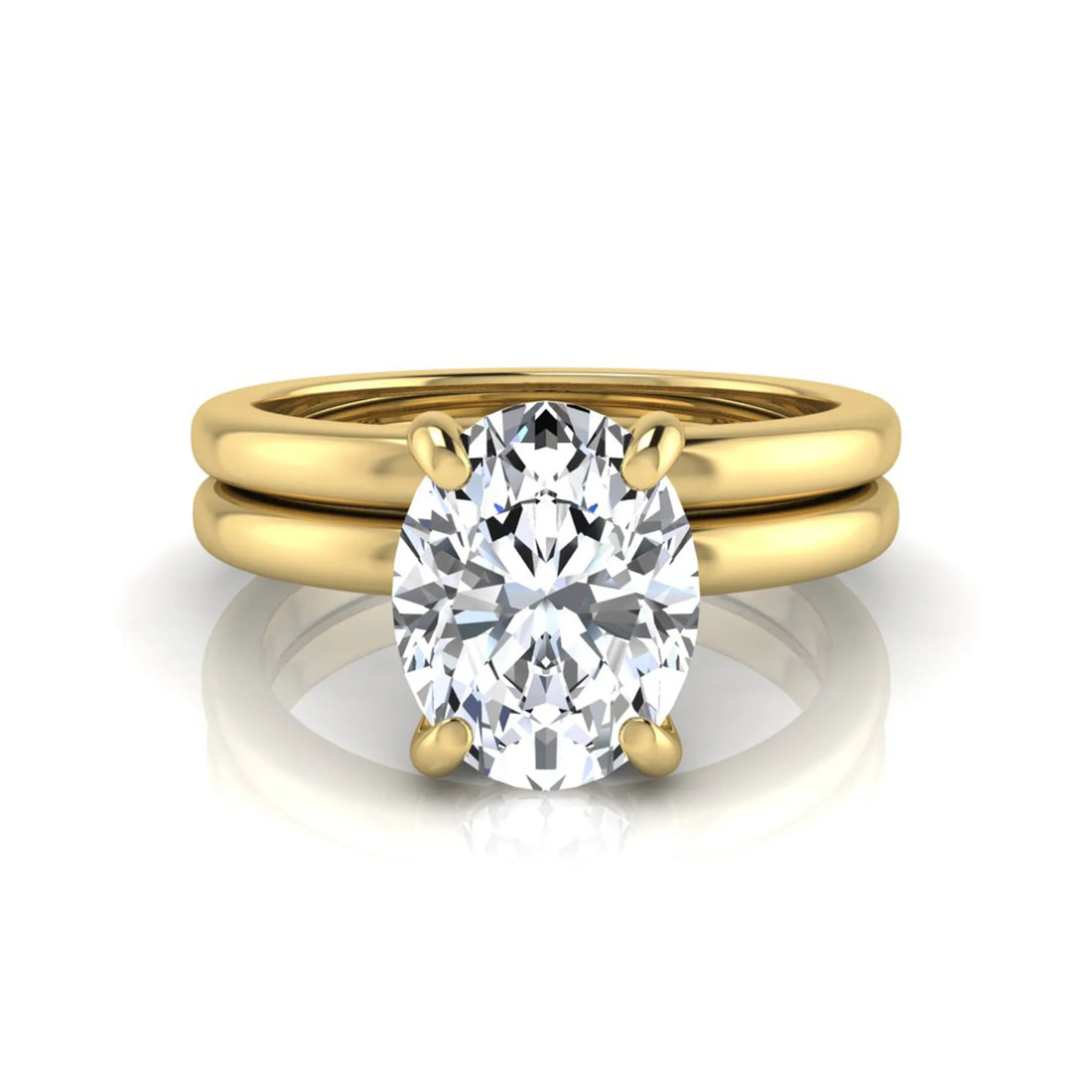 OctaPearl 2 ct Oval Solitaire Lab Grown Diamond Engagement Ring with Matching Wedding Band