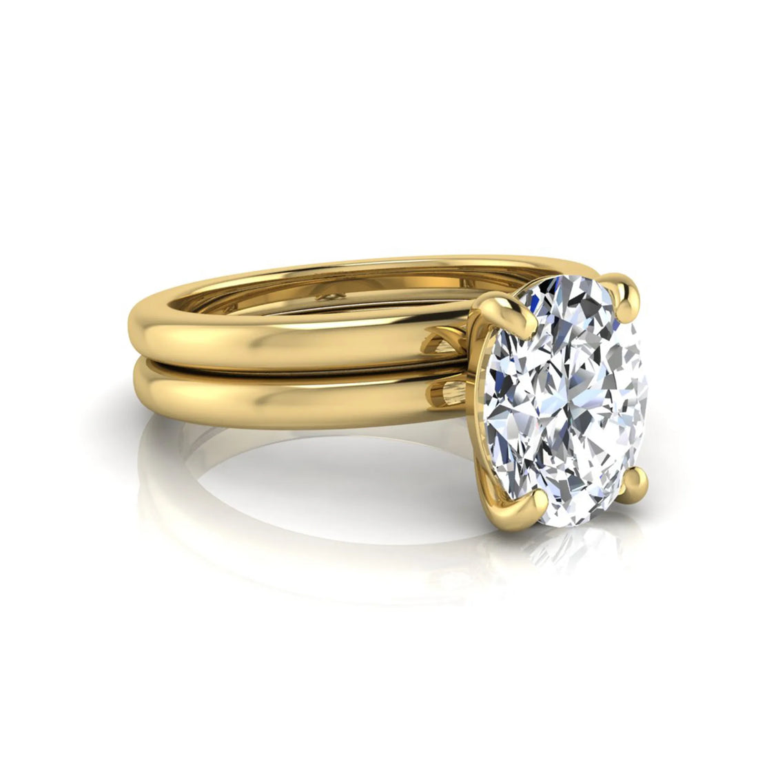 OctaPearl 2 ct Oval Solitaire Lab Grown Diamond Engagement Ring with Matching Wedding Band