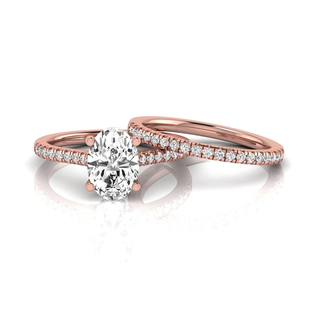 OctaPearl 2 ct Oval Solitaire Pavé Lab Grown Diamond Bridal Ring Set