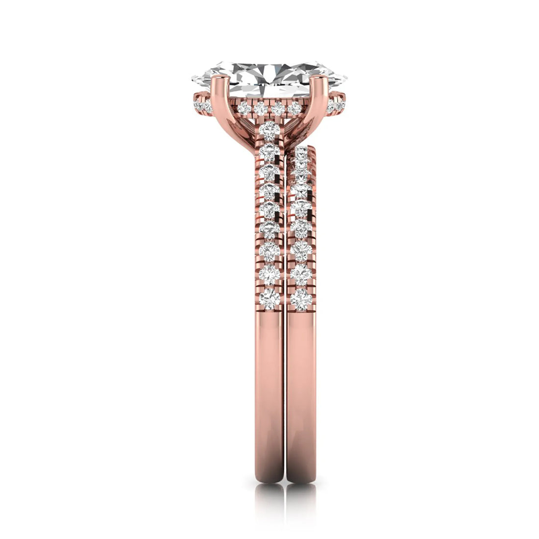 OctaPearl 2 ct Oval Solitaire Pavé Lab Grown Diamond Bridal Ring Set