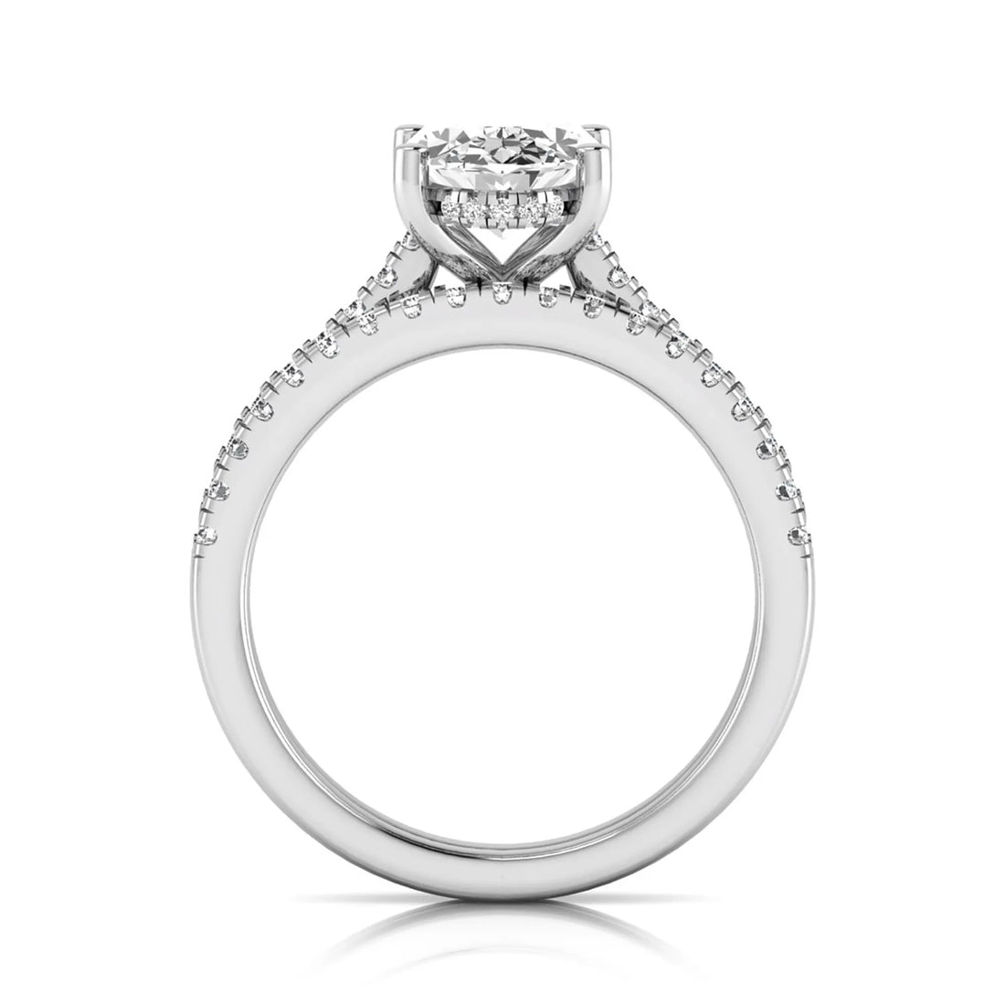 OctaPearl 2 ct Oval Solitaire Pavé Lab Grown Diamond Bridal Ring Set