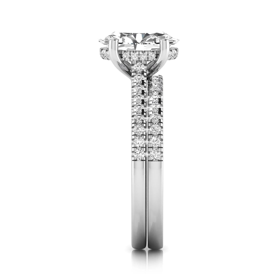 OctaPearl 2 ct Oval Solitaire Pavé Lab Grown Diamond Bridal Ring Set