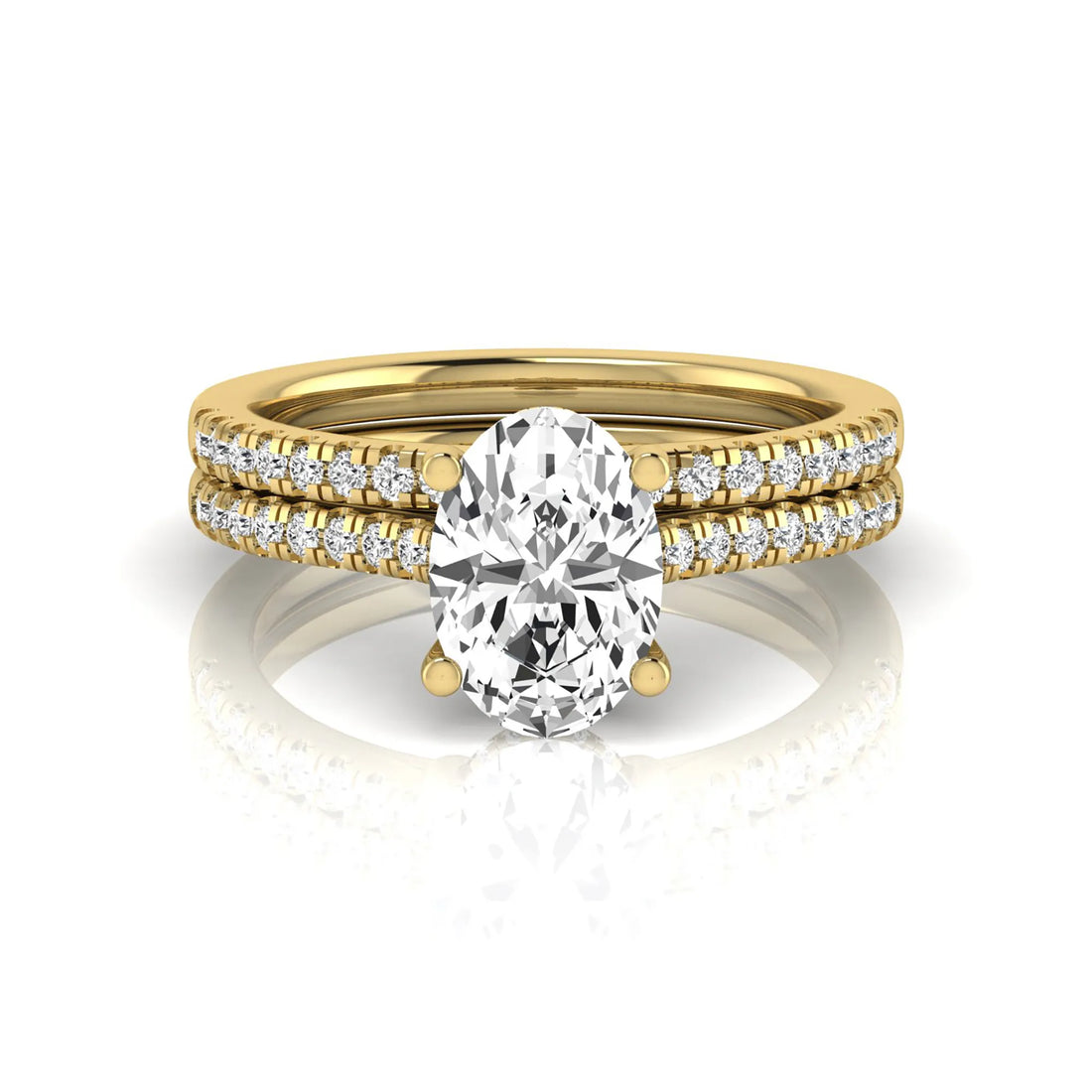 OctaPearl 2 ct Oval Solitaire Pavé Lab Grown Diamond Bridal Ring Set