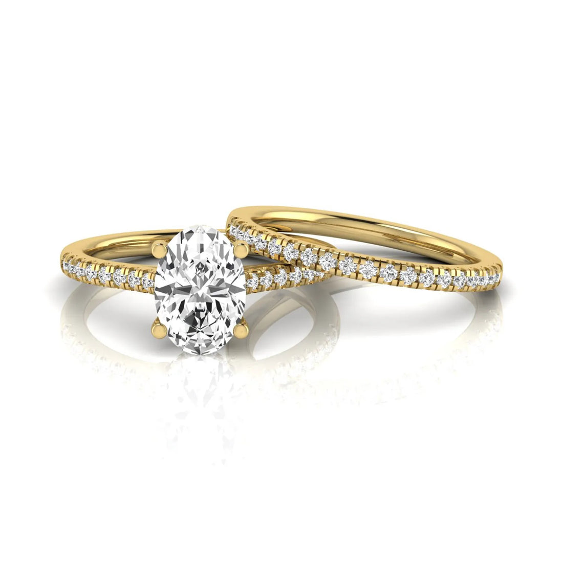 OctaPearl 2 ct Oval Solitaire Pavé Lab Grown Diamond Bridal Ring Set