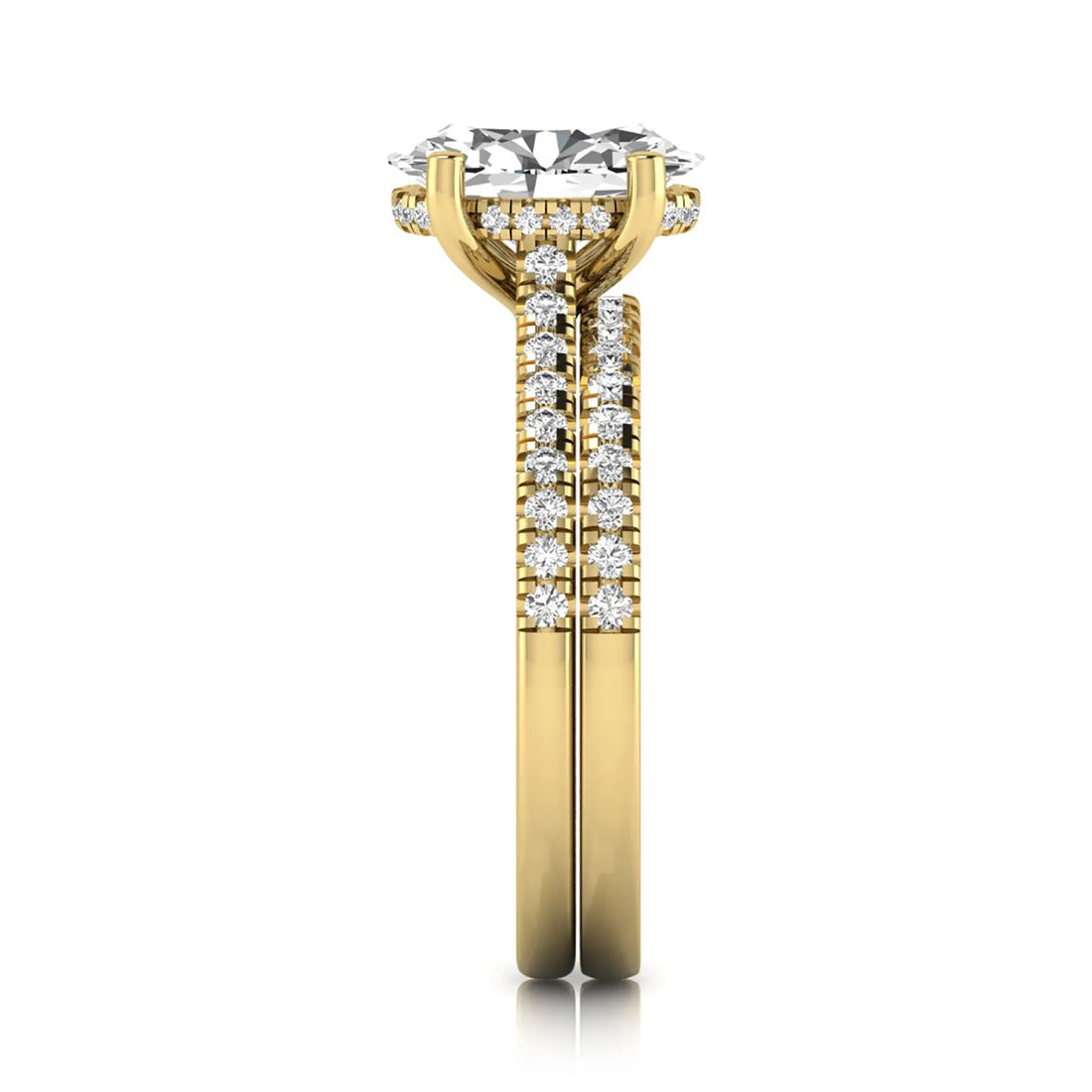 OctaPearl 2 ct Oval Solitaire Pavé Lab Grown Diamond Bridal Ring Set