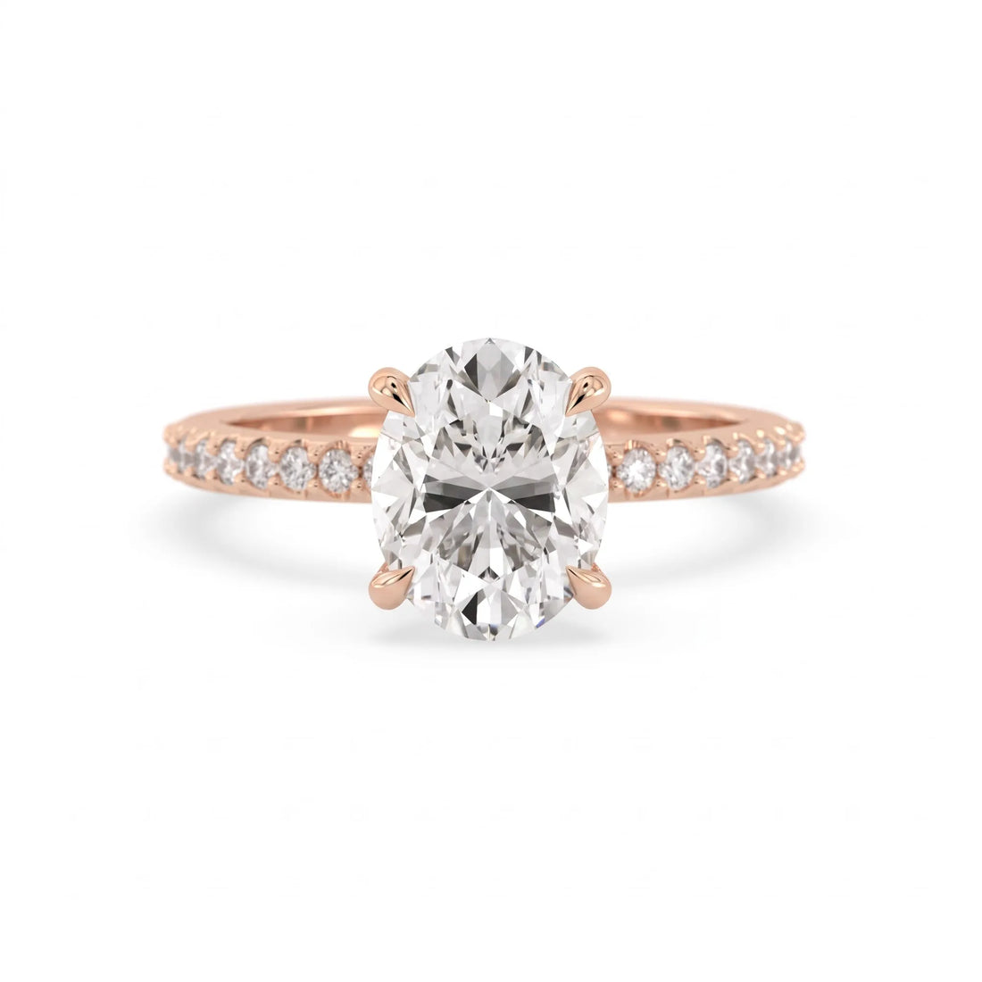 OctaPearl 2 ct Oval Solitaire Pavé Lab Grown Diamond Engagement Ring