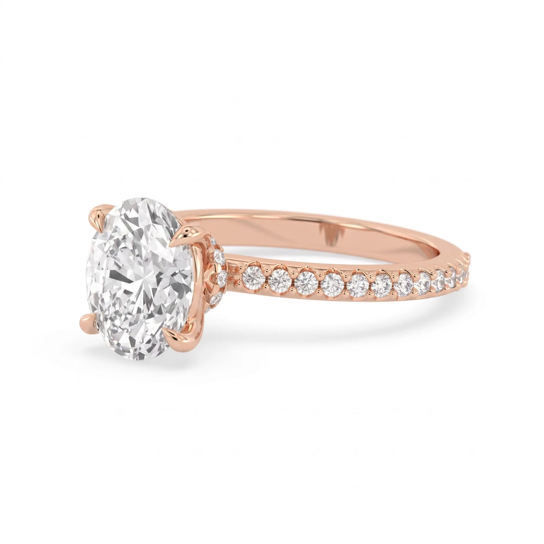 OctaPearl 2 ct Oval Solitaire Pavé Lab Grown Diamond Engagement Ring