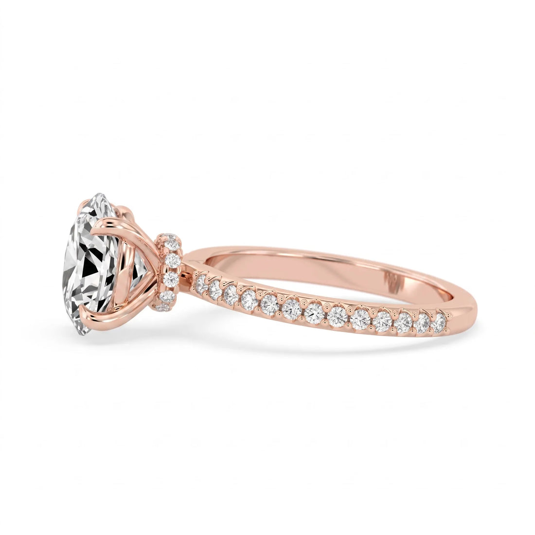 OctaPearl 2 ct Oval Solitaire Pavé Lab Grown Diamond Engagement Ring