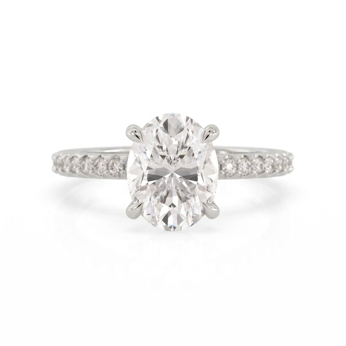 OctaPearl 2 ct Oval Solitaire Pavé Lab Grown Diamond Engagement Ring
