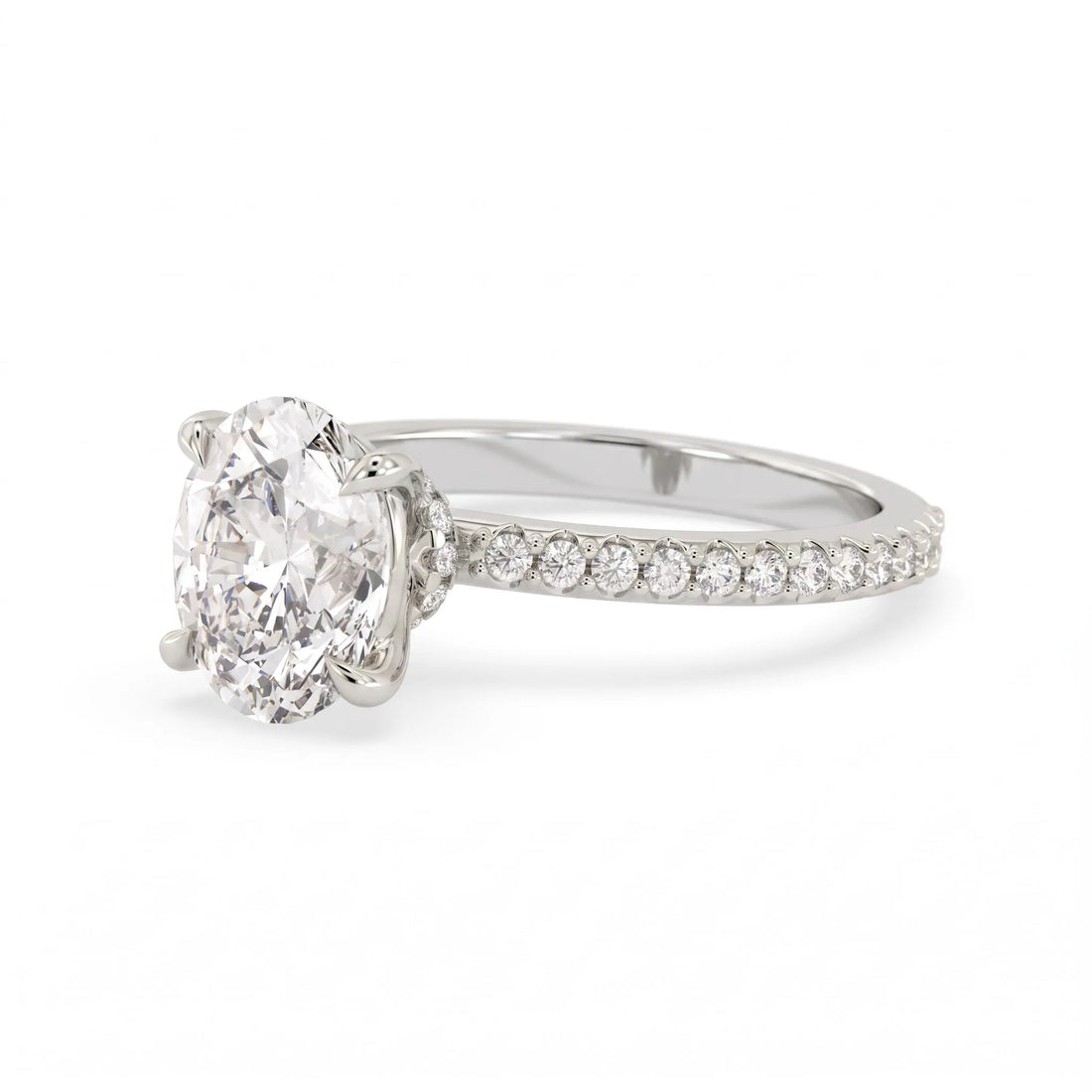 OctaPearl 2 ct Oval Solitaire Pavé Lab Grown Diamond Engagement Ring