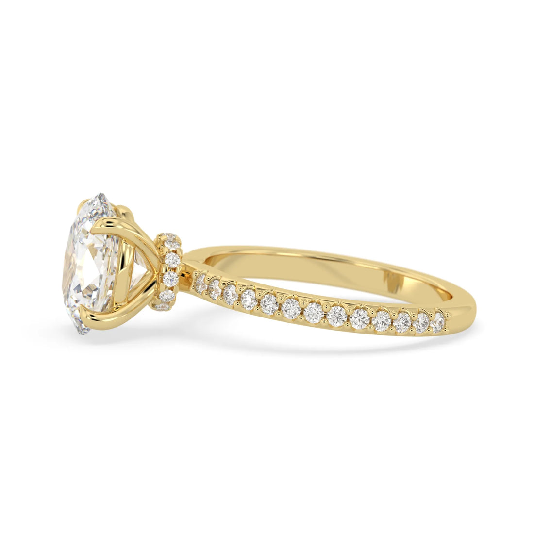 OctaPearl 2 ct Oval Solitaire Pavé Lab Grown Diamond Engagement Ring