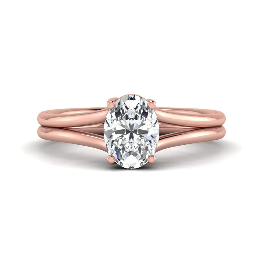 OctaPearl 1 ct Oval Lab Grown Diamond Solitaire Split Shank Engagement Ring