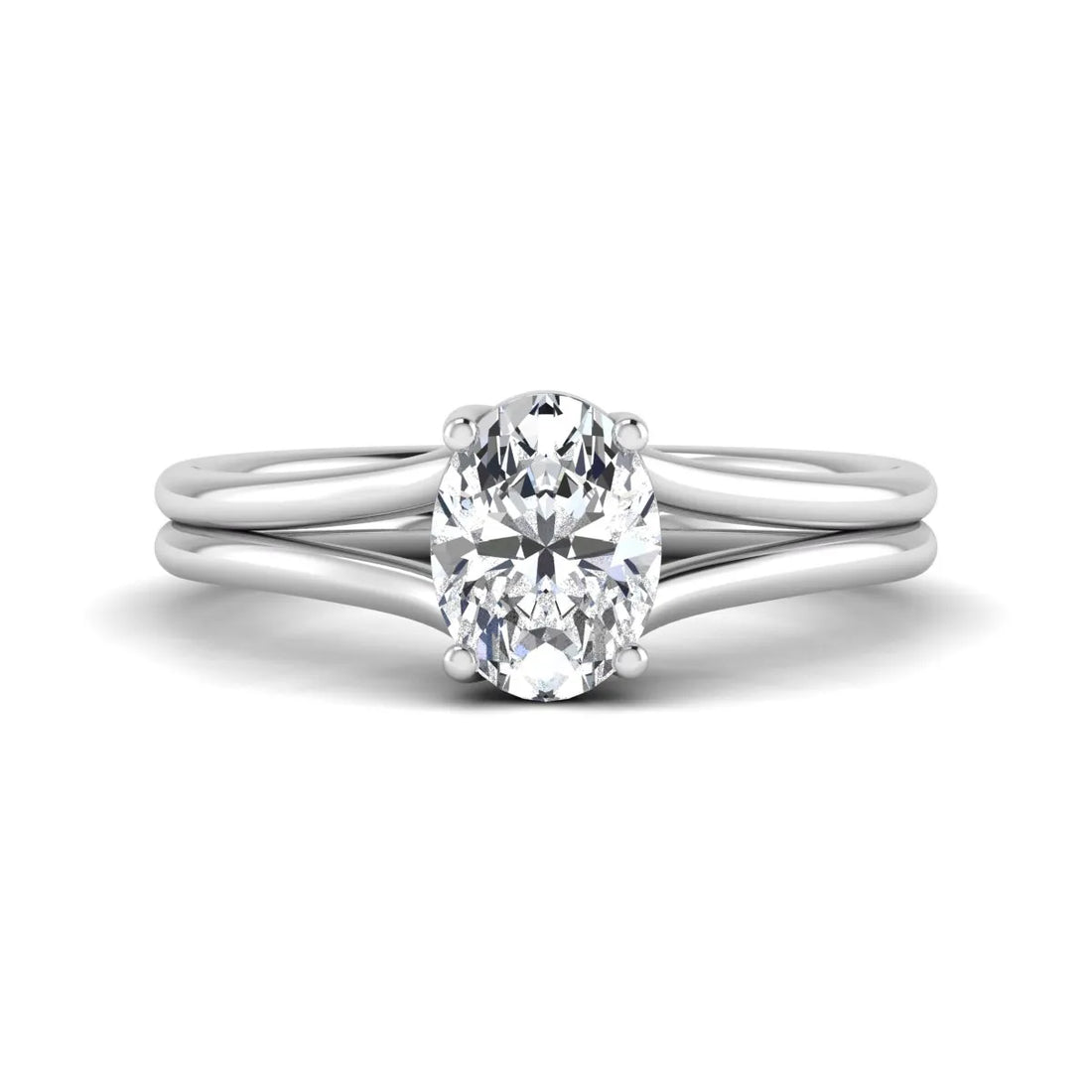 OctaPearl 1 ct Oval Lab Grown Diamond Solitaire Split Shank Engagement Ring