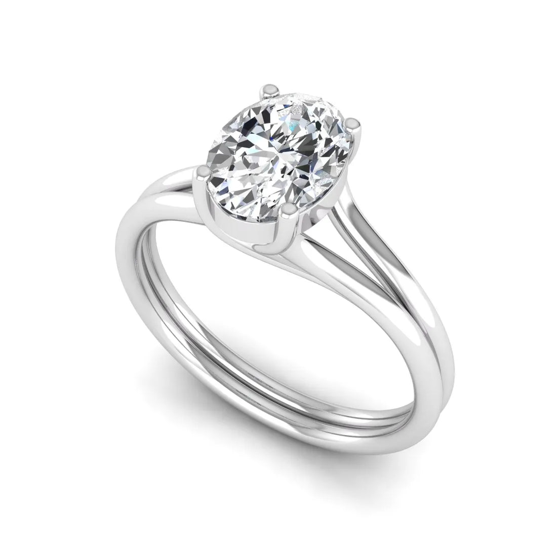 OctaPearl 1 ct Oval Lab Grown Diamond Solitaire Split Shank Engagement Ring
