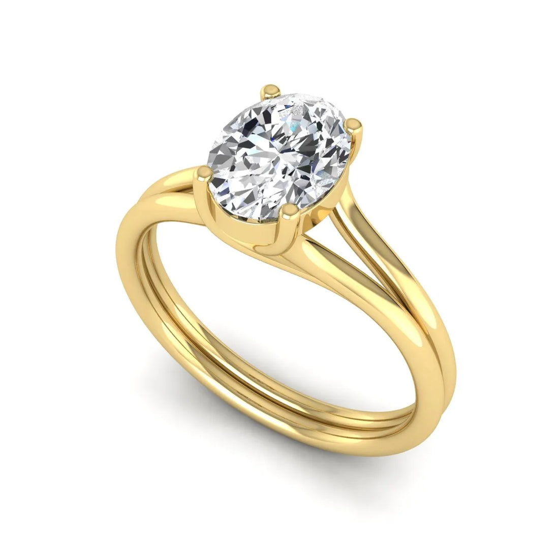 OctaPearl 1 ct Oval Lab Grown Diamond Solitaire Split Shank Engagement Ring