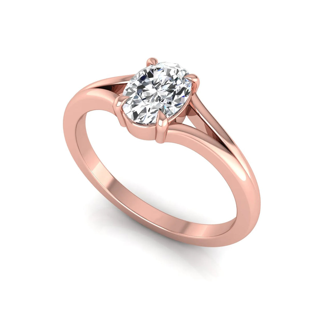 OctaPearl Oval Solitaire Split Shank Lab Grown Diamond Engagement Ring