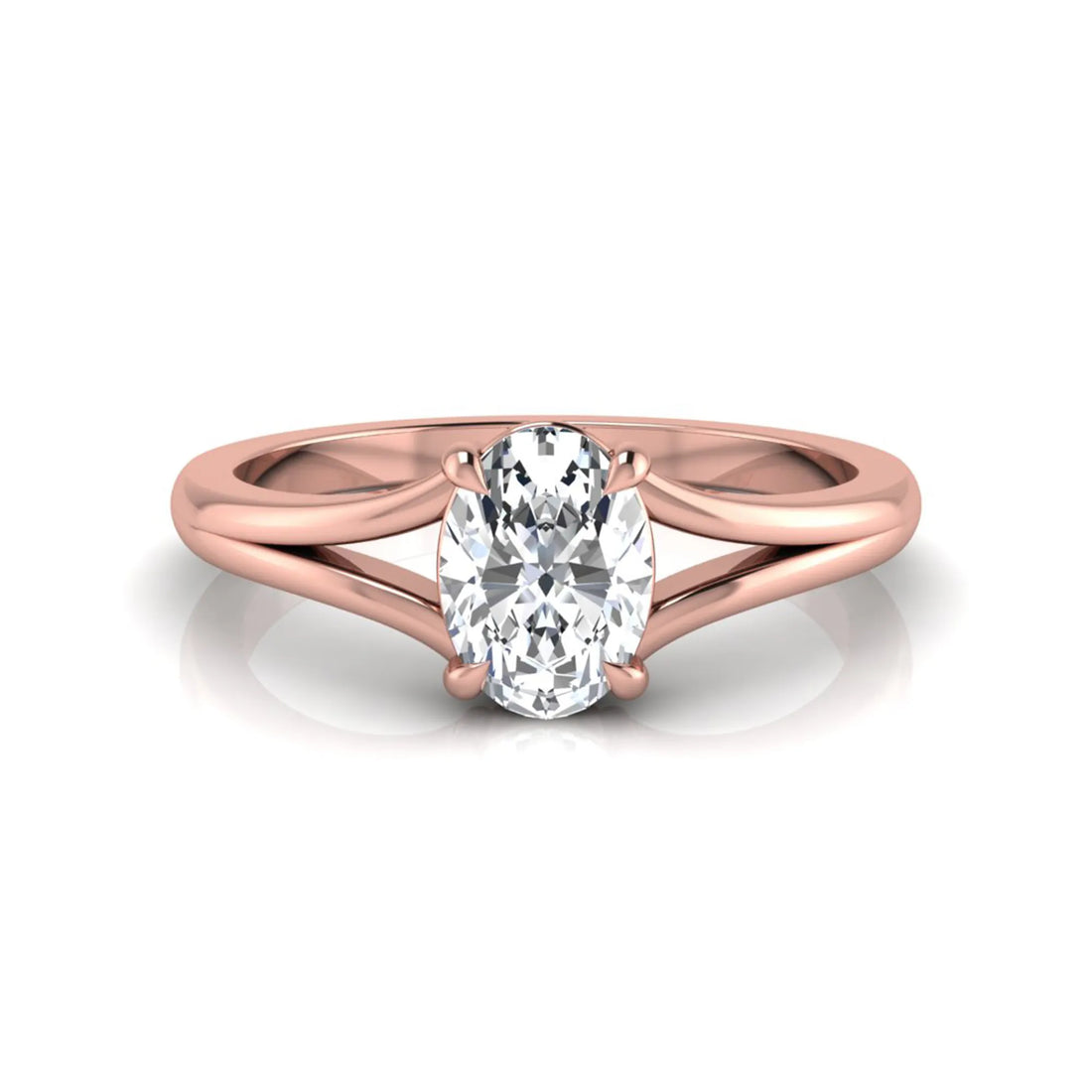 OctaPearl Oval Solitaire Split Shank Lab Grown Diamond Engagement Ring
