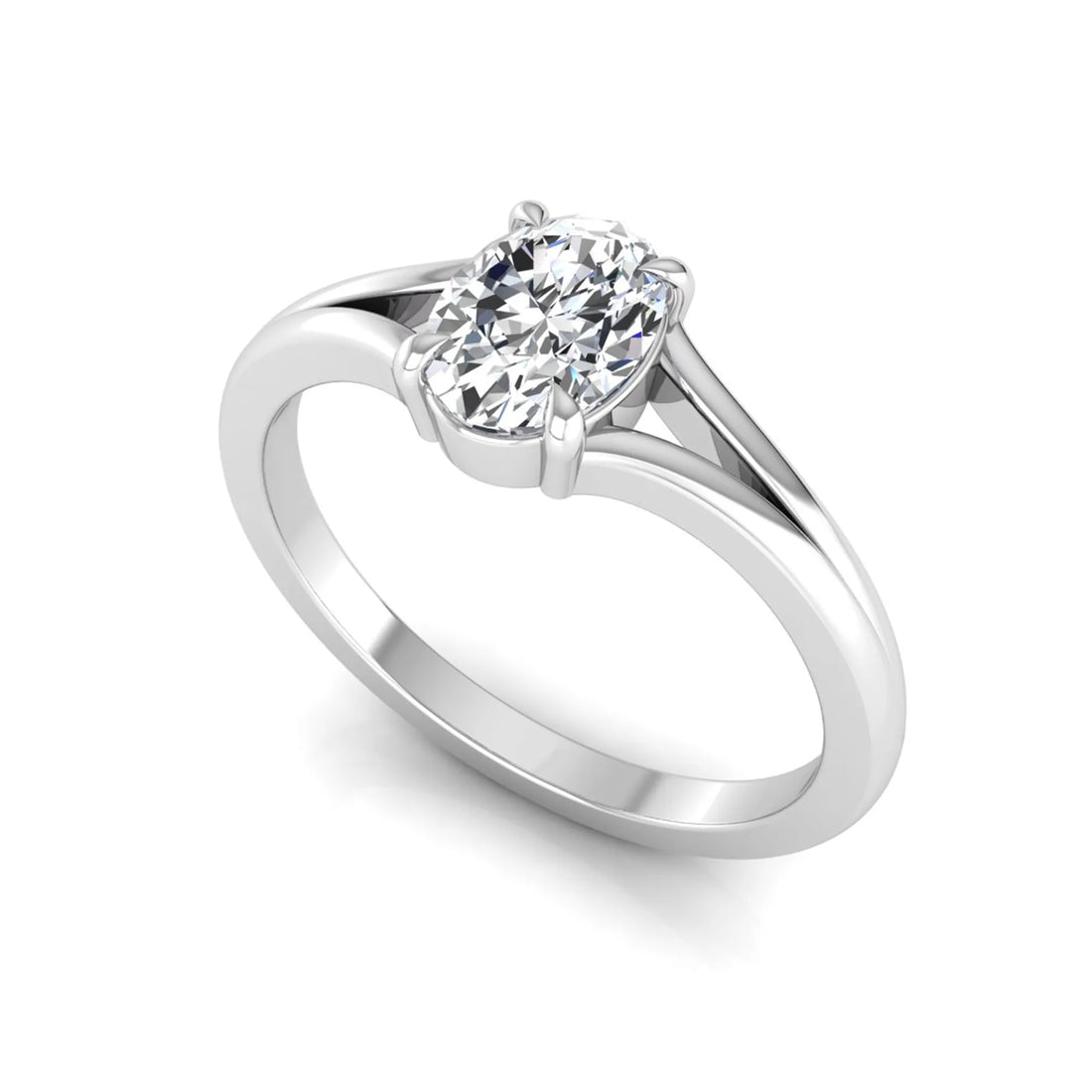 OctaPearl Oval Solitaire Split Shank Lab Grown Diamond Engagement Ring