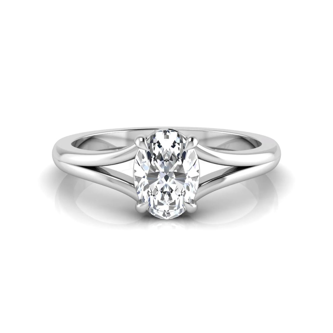 OctaPearl Oval Solitaire Split Shank Lab Grown Diamond Engagement Ring