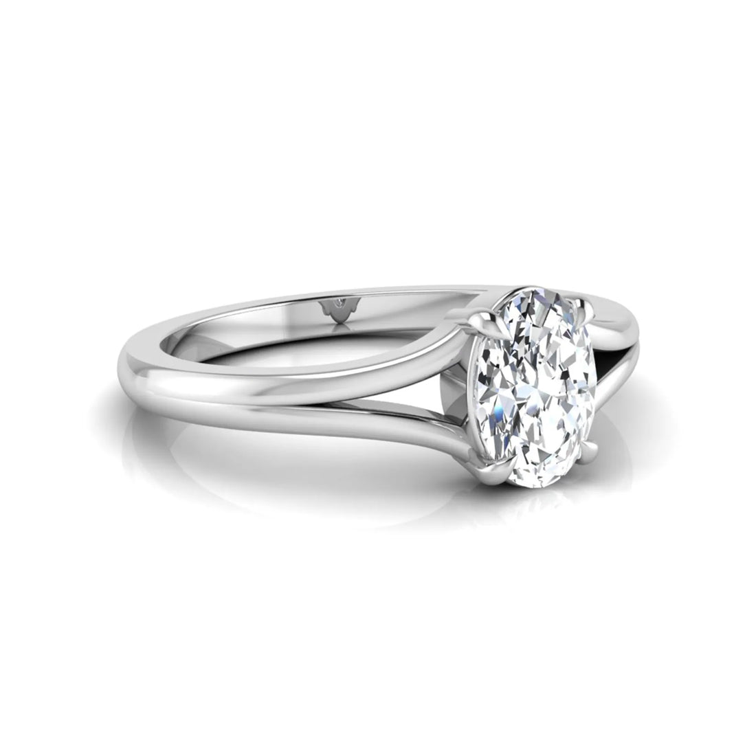 OctaPearl Oval Solitaire Split Shank Lab Grown Diamond Engagement Ring