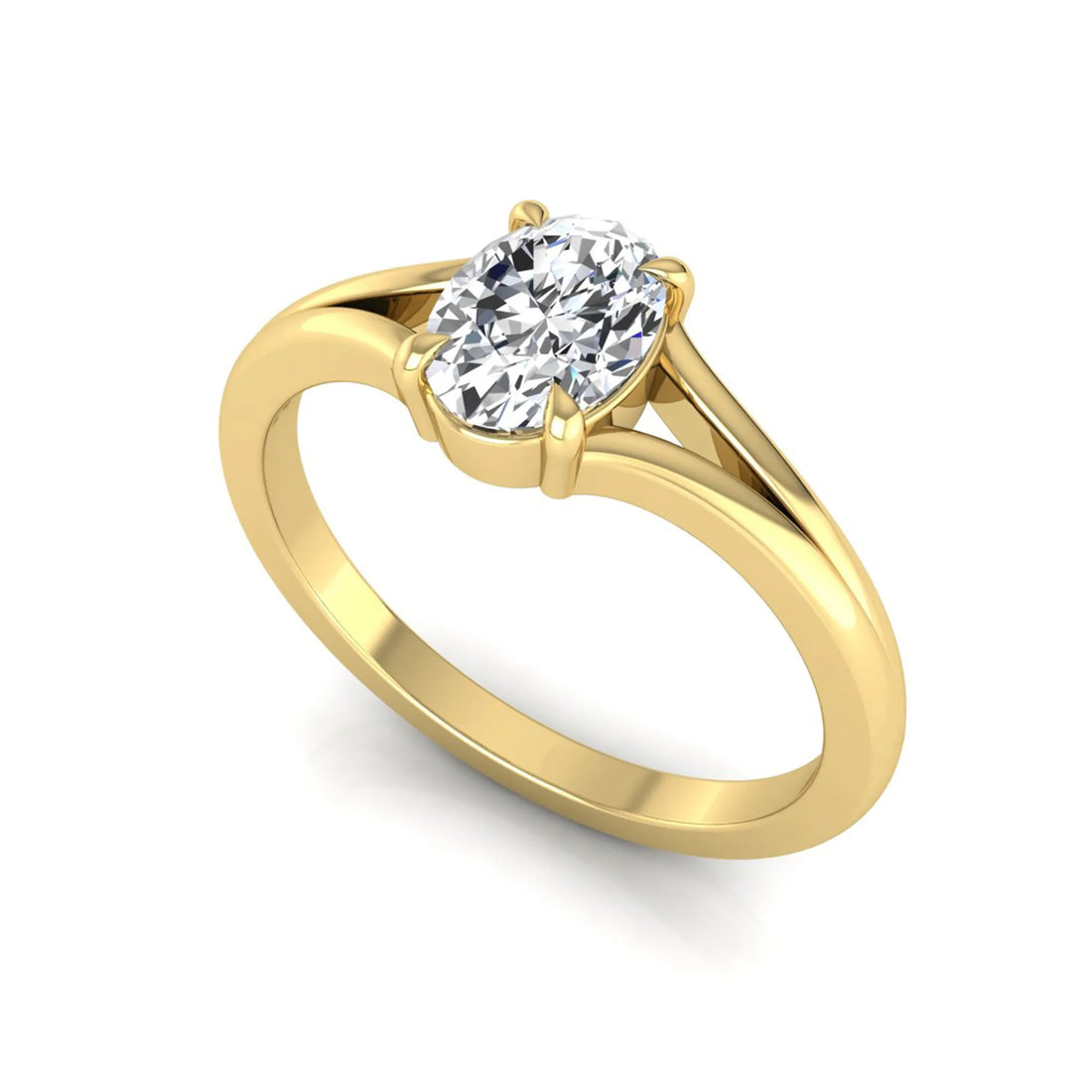 OctaPearl Oval Solitaire Split Shank Lab Grown Diamond Engagement Ring