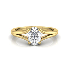 OctaPearl Oval Solitaire Split Shank Lab Grown Diamond Engagement Ring