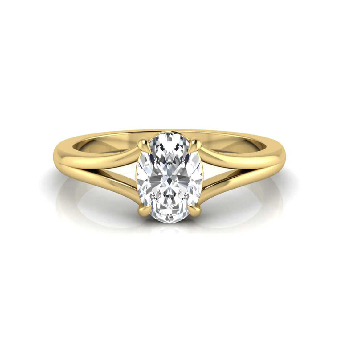 OctaPearl Oval Solitaire Split Shank Lab Grown Diamond Engagement Ring