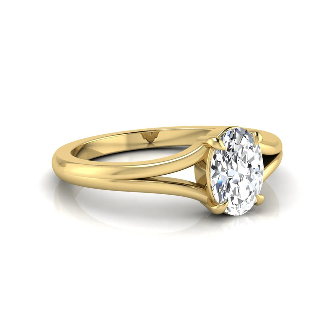 OctaPearl Oval Solitaire Split Shank Lab Grown Diamond Engagement Ring